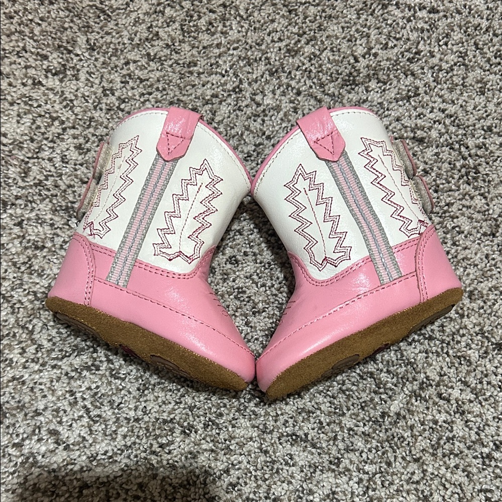 Pink and White Kids Cowboy Boots
